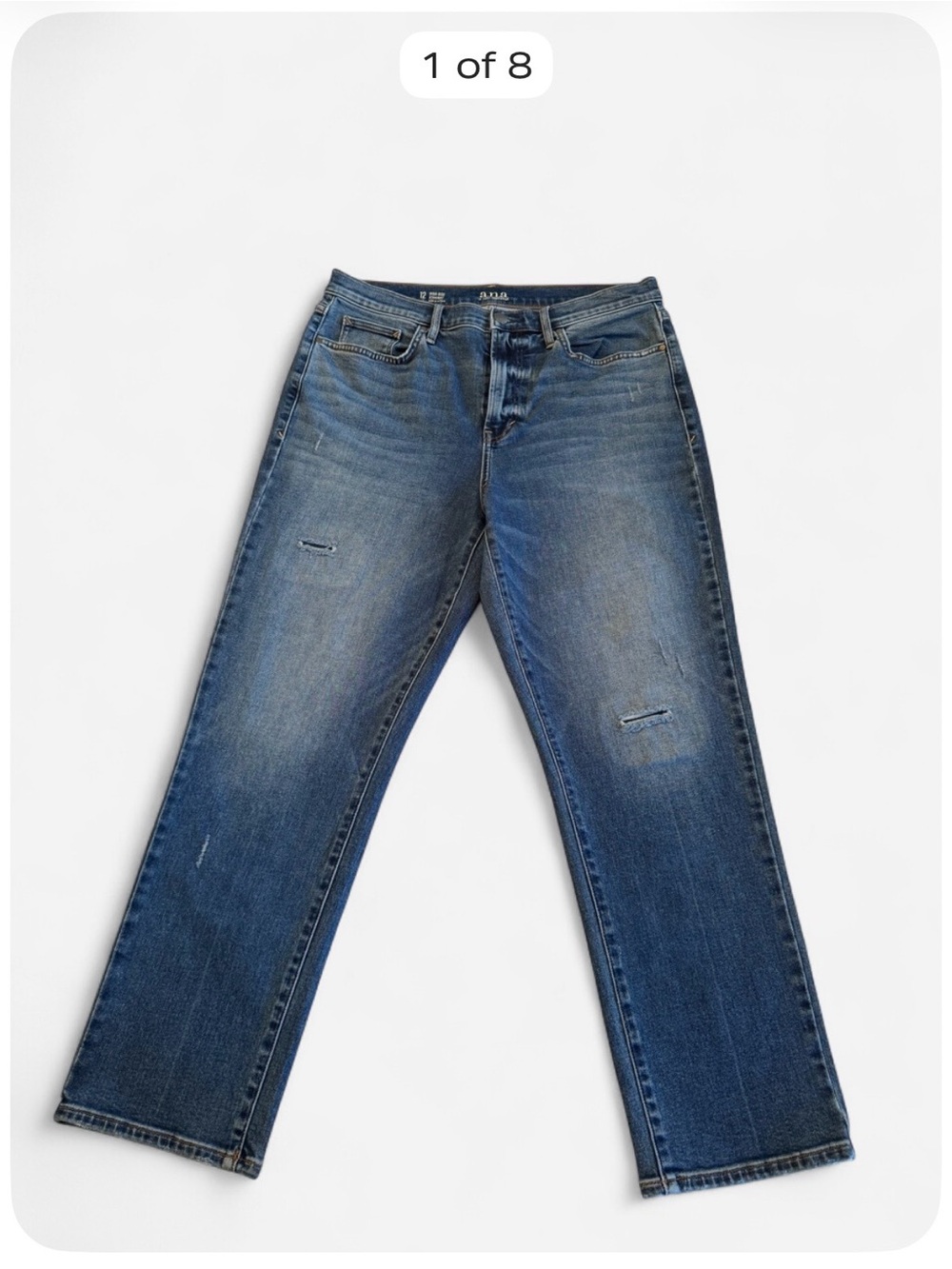 A.N.A. Women’s Size 12 High-Rise Straight Leg Distressed Jeans